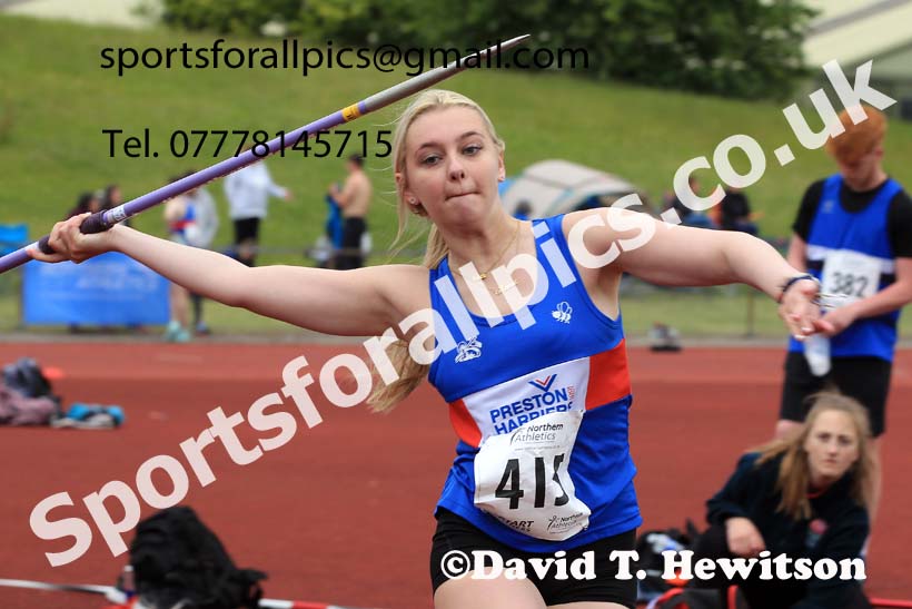 Womens under-20s javelin, 2022 Northern Senior and Under-20 Champs., Wavertree Athletics Centre, Liverpool. Photo: David T. Hewitson/Sports for All Pics
